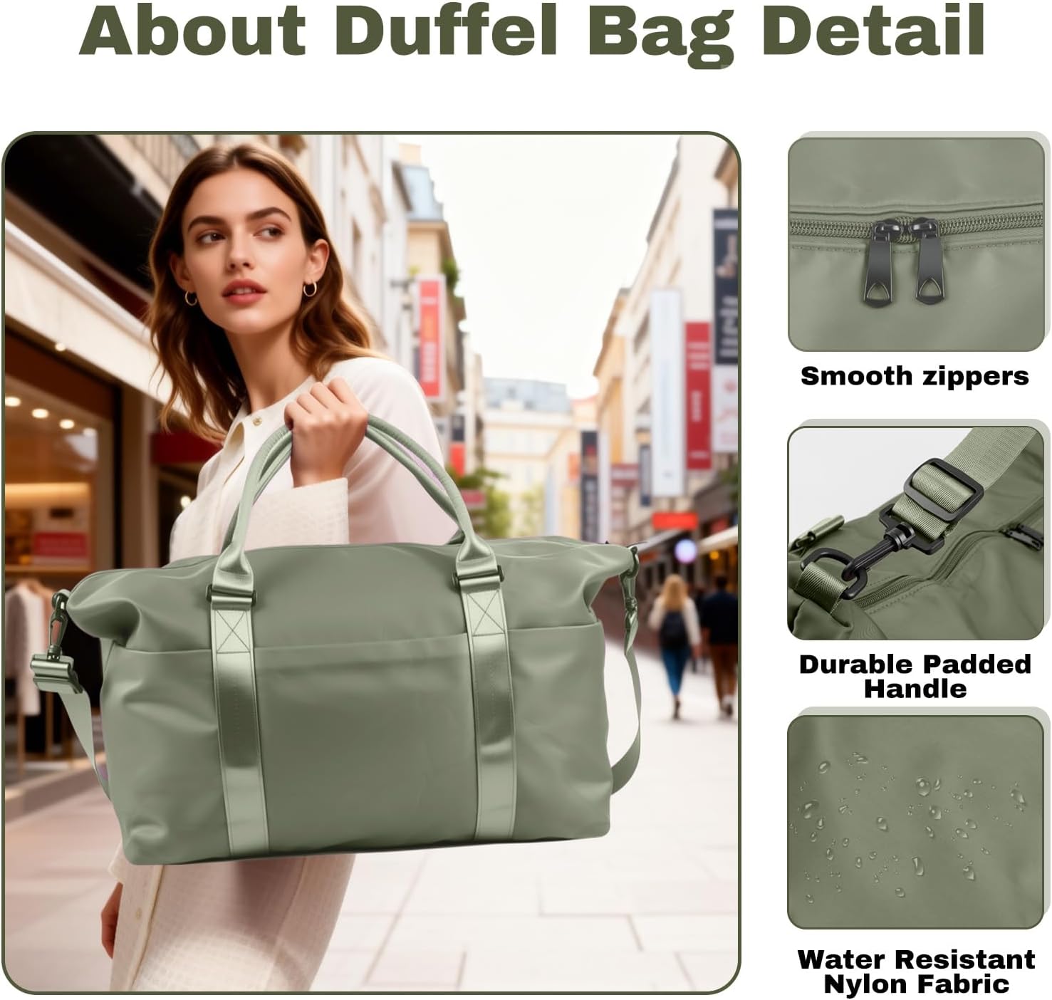Travel Duffle Bag for Women, Carry On Weekender Tote with Trolley Sleeve - Image 6
