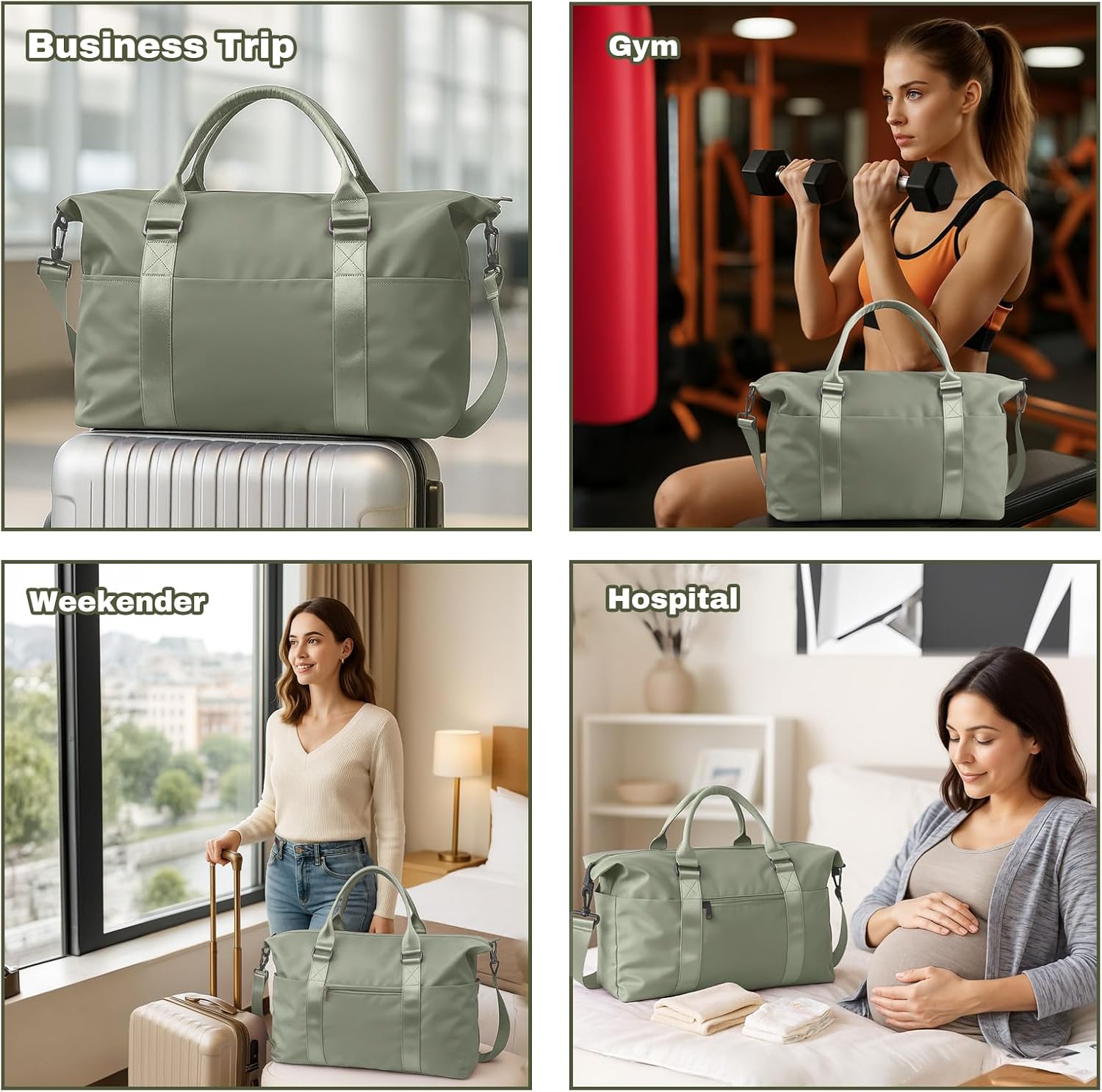 Travel Duffle Bag for Women, Carry On Weekender Tote with Trolley Sleeve - Image 7