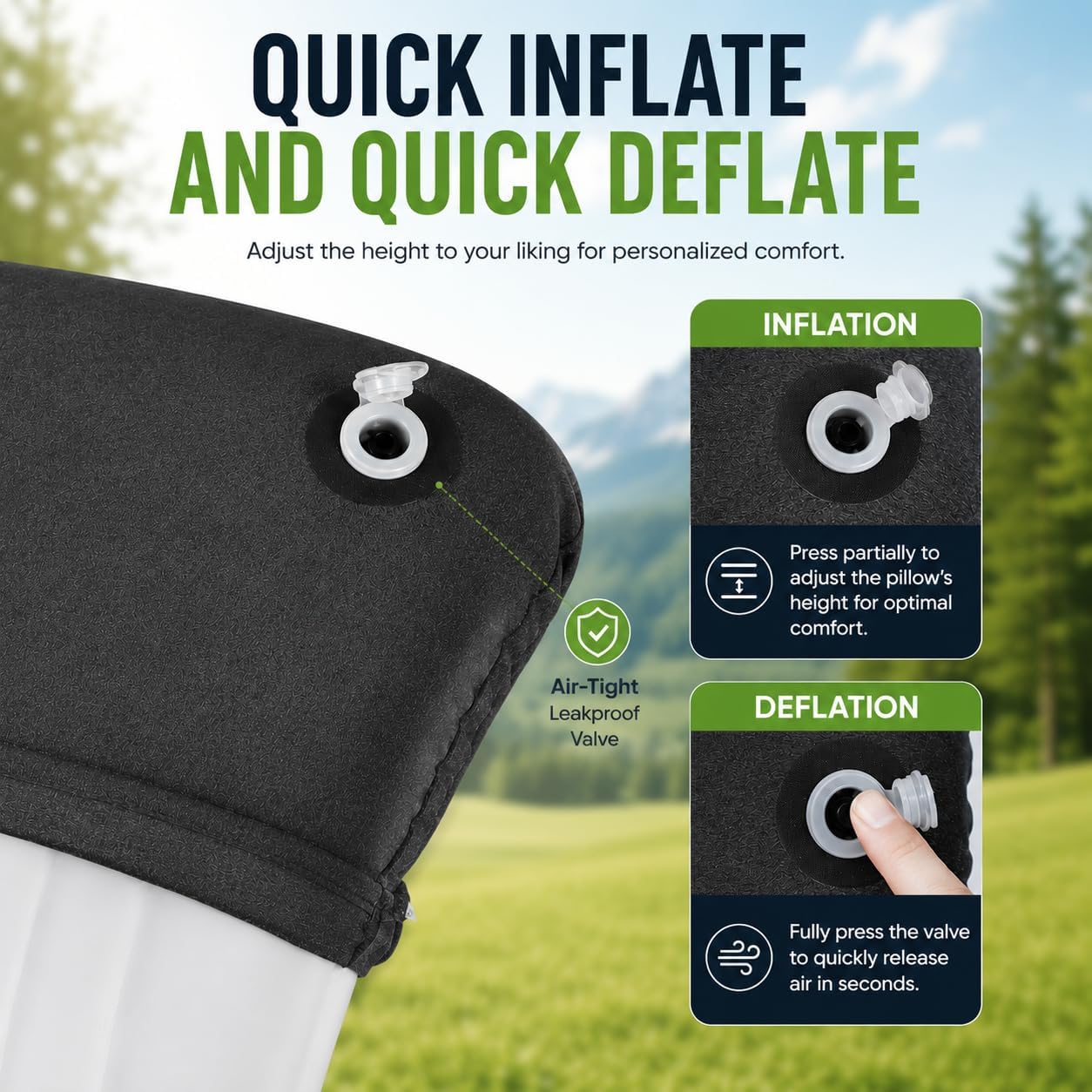UWILLION Inflatable Camping Pillow with Removable Washable Cover, Ultralight Compact Air Pillow for Backpacking, Hiking, Travel & Camping, Ergonomic Neck and Lumbar Support Blow Up Pillow – Grey - Image 4
