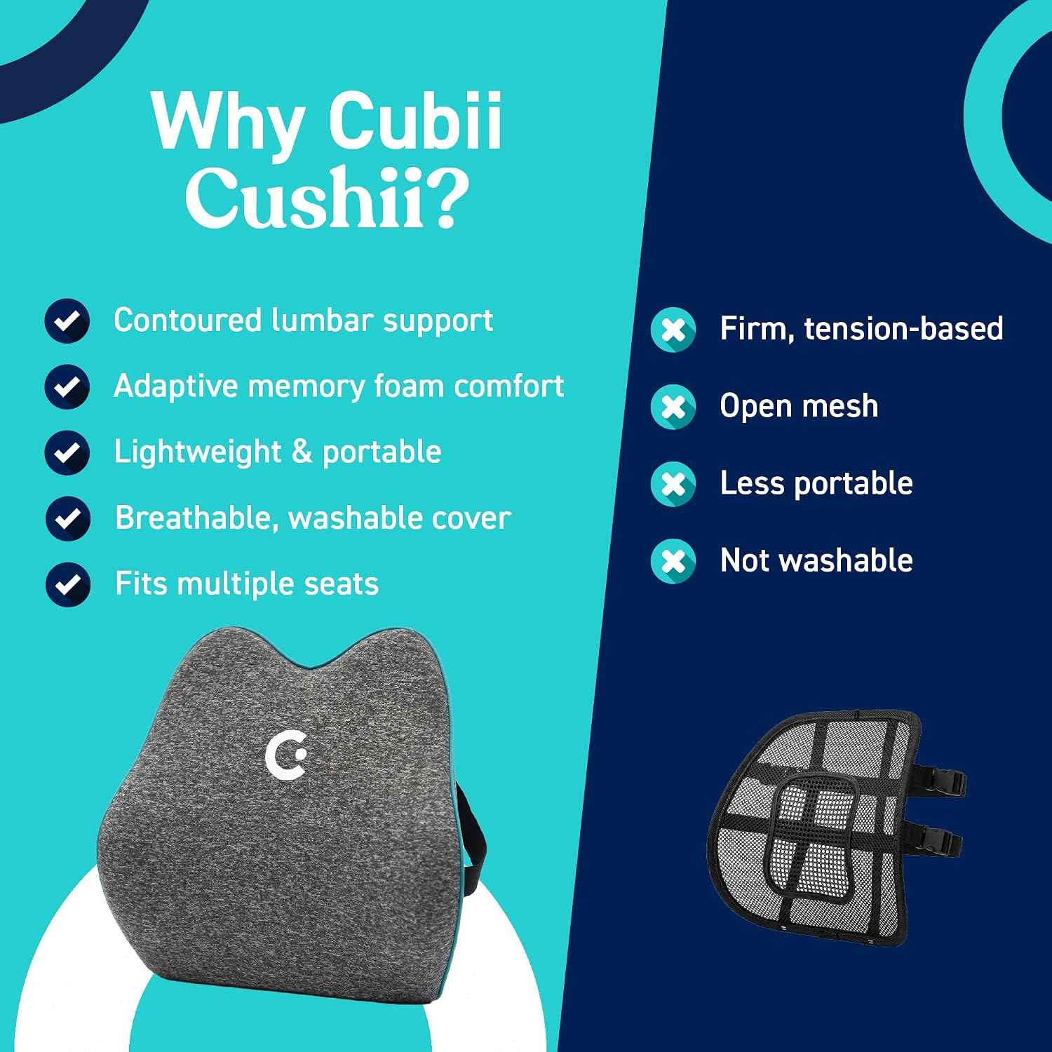 Cubii Cushii V2 Back Support Cushion, Lumbar Pillow, Office Chair, Black - Image 4