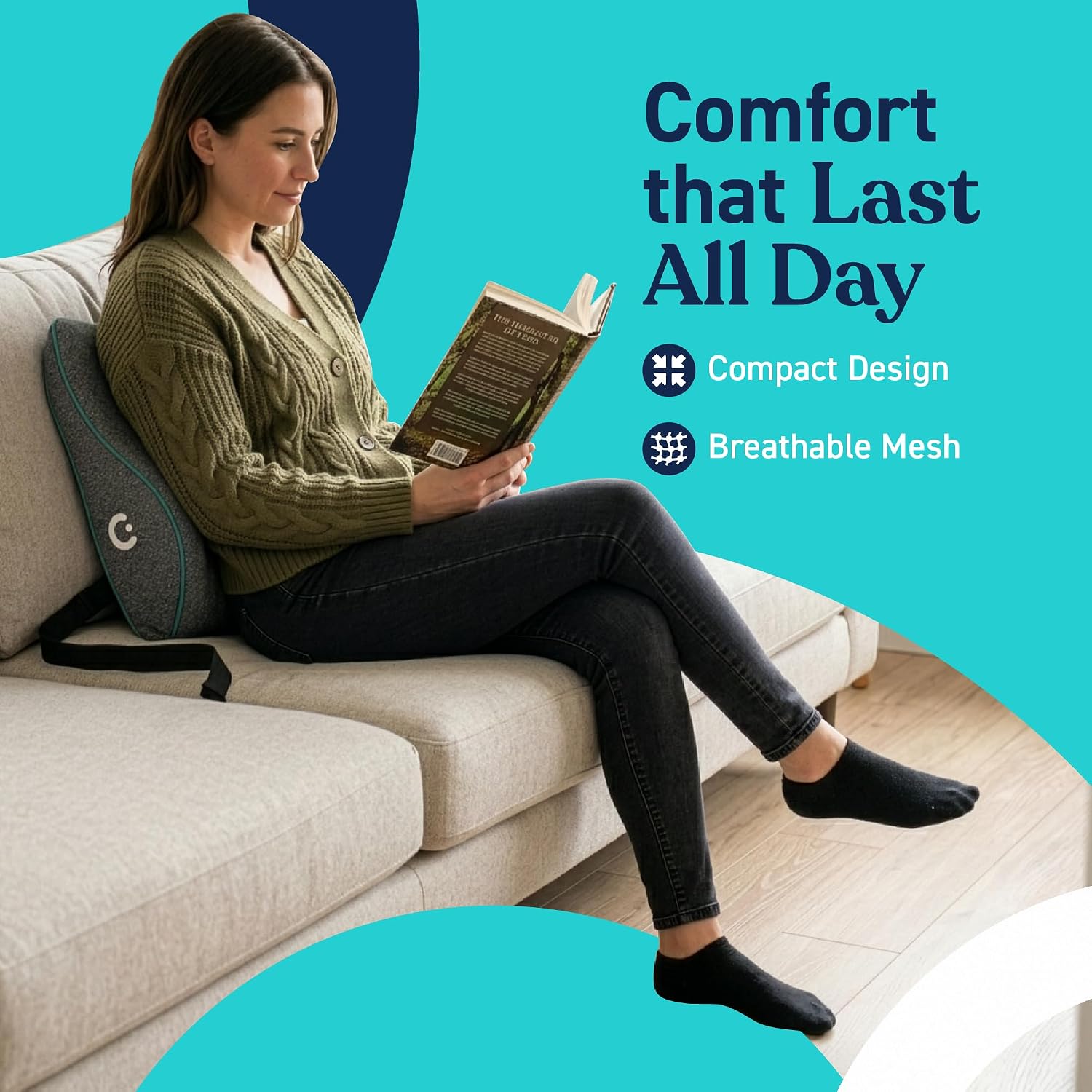 Cubii Cushii V2 Back Support Cushion, Lumbar Pillow, Office Chair, Black - Image 5